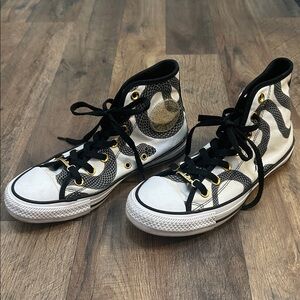 Converse Chuck Taylor High Top Snake Print Gold Eyelet Custom W7